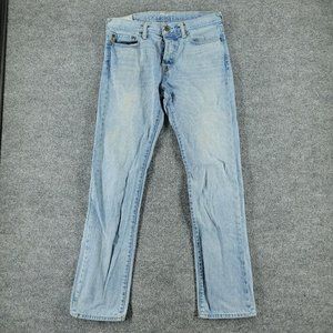Abercrombie Jeans Men's 31 Blue Slim Straight Denim Medium Wash Button Fly 33x31
